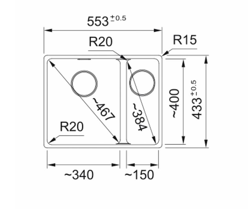 Franke Maris MRG 260-34-15 Fragranite Mattschwarz Spüle Becken Links flächenbündiger Einbau