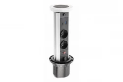 Indux Lift versenkbare Steckdose in der Arbeitsplatte weiß mit Beleuchtung, Stift-Erdung Typ E, 2 x USB und kabellosem Laden 1208957837