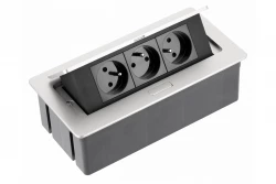 Indux Flip Medium Küchensteckdose Stift-Erdung Typ E, in Arbeitsplatte oder Oberschrank Aluminium mit 3 Steckdosen 1208957846
