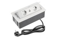 Indux Flip Medium Küchensteckdose mit Erdung in der Arbeitsplatte oder im Oberschrank, weiß, mit 2 Steckdosen und USB-A+C-Ladegeräten 1208957847