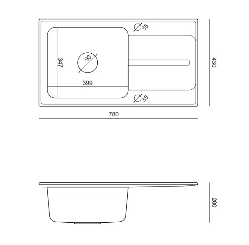 Quadri Fusion Edelstahl-Spüle mit Abtropffläche aus silbernem Granit 78x43, reversibel, Oberflächen-Einbau 1208957880