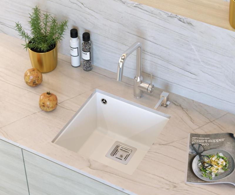 Quadri Quadrangle Granit Unterbau-Spülbecken 42x42, Weiß 1208957886