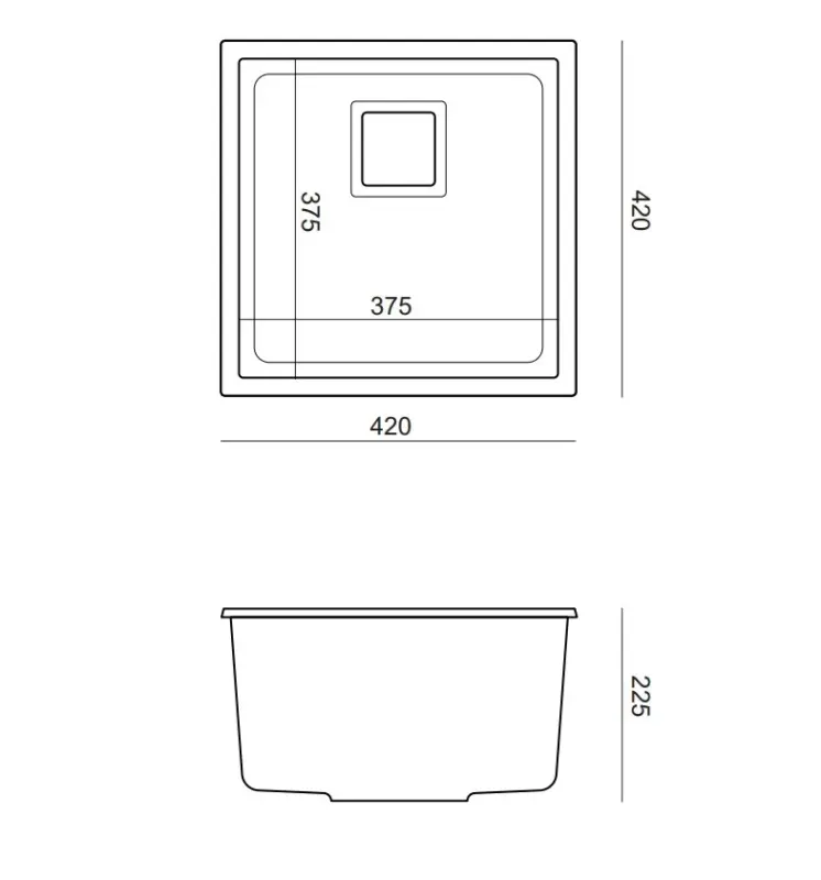 Quadri Quadrangle Granit Unterbau-Spülbecken 42x42, Schwarz 1208957887