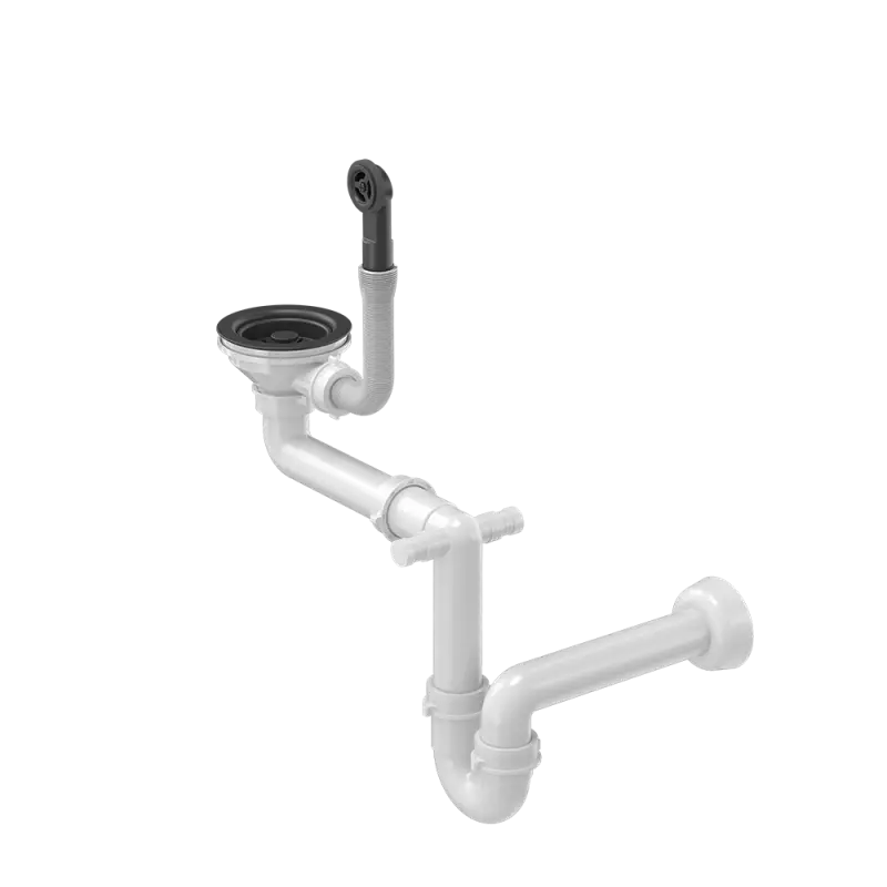 Quadri schwarzes Spülbecken-Ablaufset mit rundem Überlauf für 1 Spülbecken 1208957899