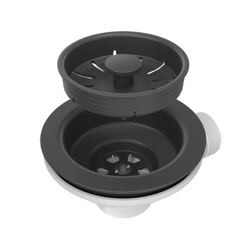 Quadri doppelte schwarze Ablaufgarnitur mit Überlauf für Spülbecken 1208957902