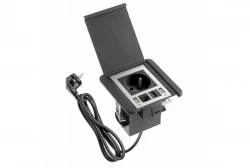 Indux Flip Einbau-Steckdose Stift-Erdung Typ E, mattschwarz mit 2xUSB A, 1xRJ45 und HDMI-Anschluss schwarz 1208957915