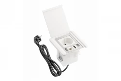 Indux Flip Einbau-Steckdose Stift-Erdung Typ E, mattweiß mit 2xUSB A, 1xRJ45 und HDMI-Anschluss 1208957916