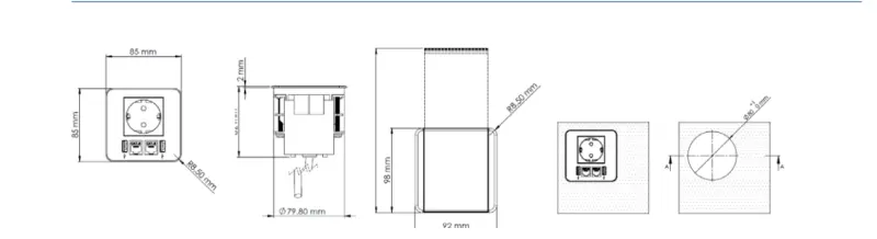 Indux Flip Einbau-Steckdose Stift-Erdung Typ E, mattweiß mit 2xUSB A, 1xRJ45 und HDMI-Anschluss 1208957916