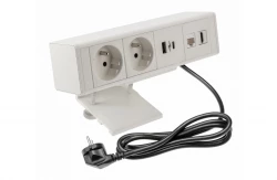 Indux Desk Schreibtisch oder Tisch mattweiß Stift-Erdung Typ E, Steckdose (2x) mit 1xUSB A, 1xUSB C, 1xRJ45 und 1xHDMI 1208957921