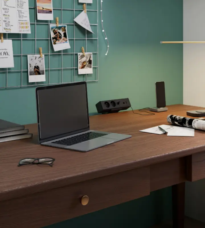 Indux Desk Schreibtisch oder Tisch mattschwarz Erdung Typ F, Steckdose (2x) mit 1xUSB A, 1xUSB C, 1xRJ45 und 1xHDMI 1208957922