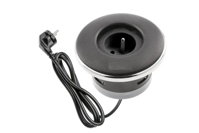 Indux Cover Einbau-Steckdose mattschwarz Stift-Erdung Typ E, mit abschließbarem Deckel 1208957924