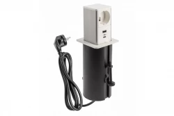Indux Push ausziehbare weiße Steckdose Stift-Erdung Typ E, mit 1xUSB A und 1xUSB C mit Edelstahlabdeckung 1208957929
