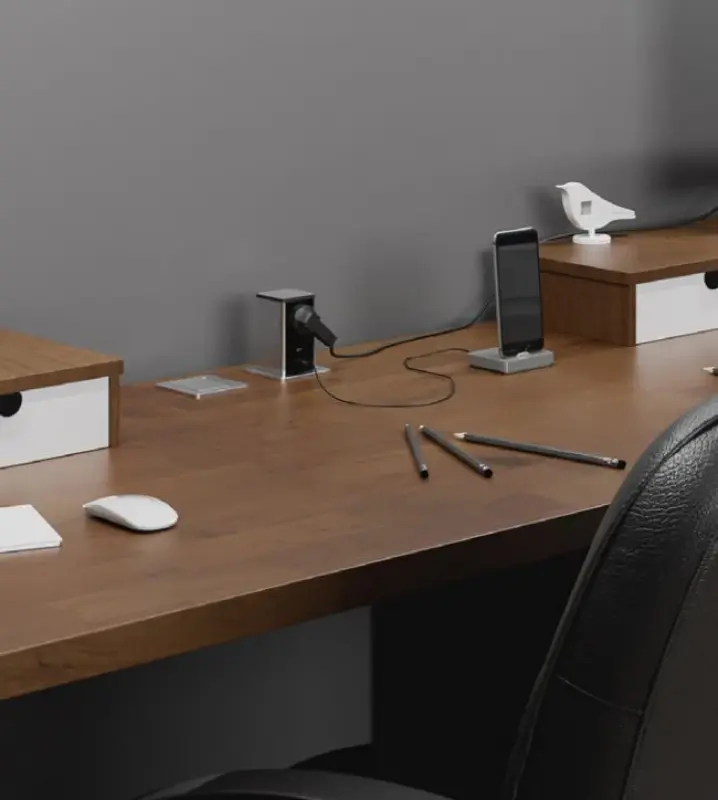 Indux Push ausziehbare schwarze Steckdose Erdung Typ F, mit 1xUSB A und 1xUSB C mit Edelstahlabdeckung 1208957930