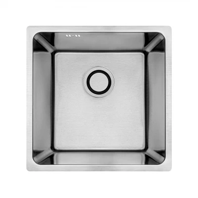 Aquadesign R25 Stahlaufsatz, Unterbau und flächenbündiger Einbau Spülbecken Edelstahl 40x40cm 1208958206