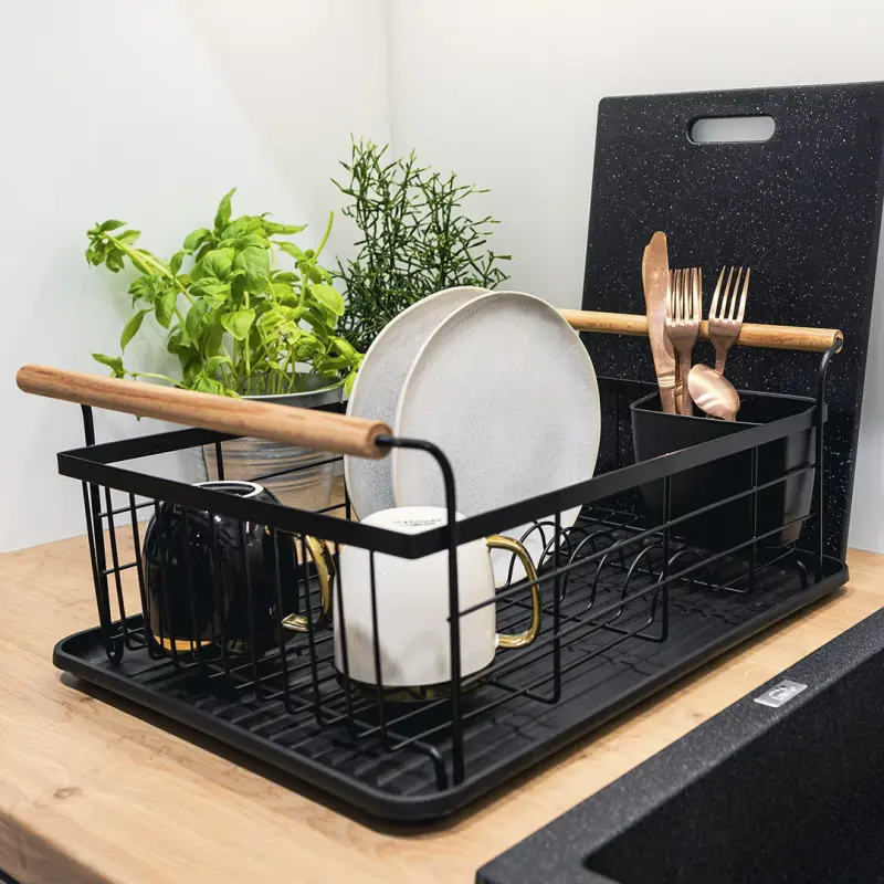 EPKA Bambus Schwarz Geschirrabtropfer aus Stahl 1208958219