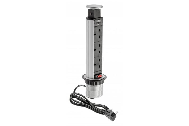 Desktop-Verlängerungskabel 60 mm, 3x UK-Steckdose (silber) ENGLISH VERSION 1208958627