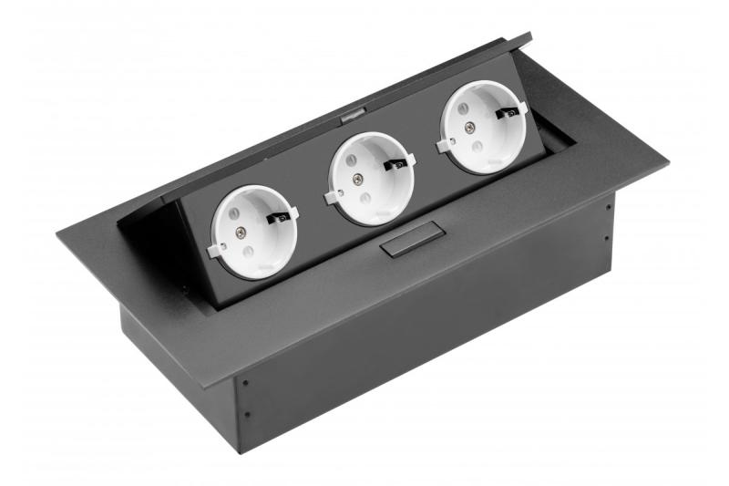 Desktop-Verlängerungskabel, 3x Schuko-Buchse, ohne Kabel, schwarz 1208958666