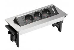 Desktop-Verlängerungskabel ohne Steckdose 3x Schuko-Steckdose, 1,5 m Netzkabel mit Edelstahlstecker 1208958679