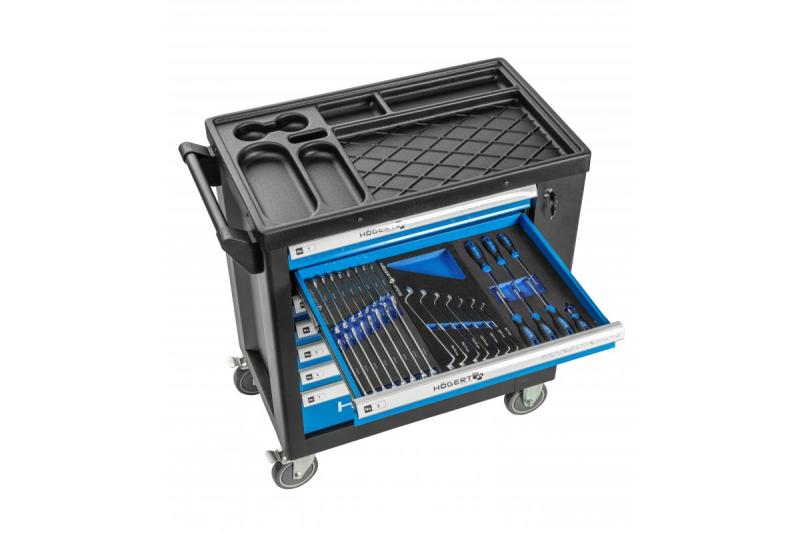Hoegert 7-Schubladen-Werkzeugschrank mit einer Seitentür mit Zubehör 544 Stück. 1208962010