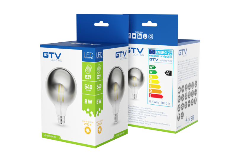 Dekoratives LED-Licht, FILAMENT, G125, 27006, E27, 8W, 540lm, AC220-240V/ 50-60Hz, RA>80, 360° 1208962766