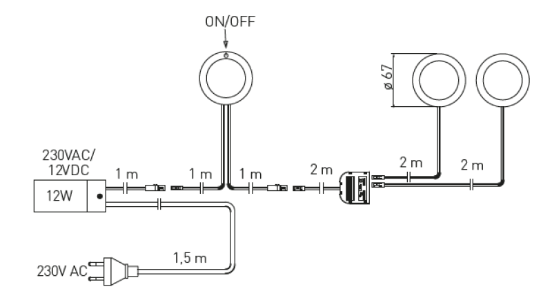 Decor cucina Küchenbeleuchtungsset mit 3 Spots mit Schalter Beleuchtung warmweiß 1208963267