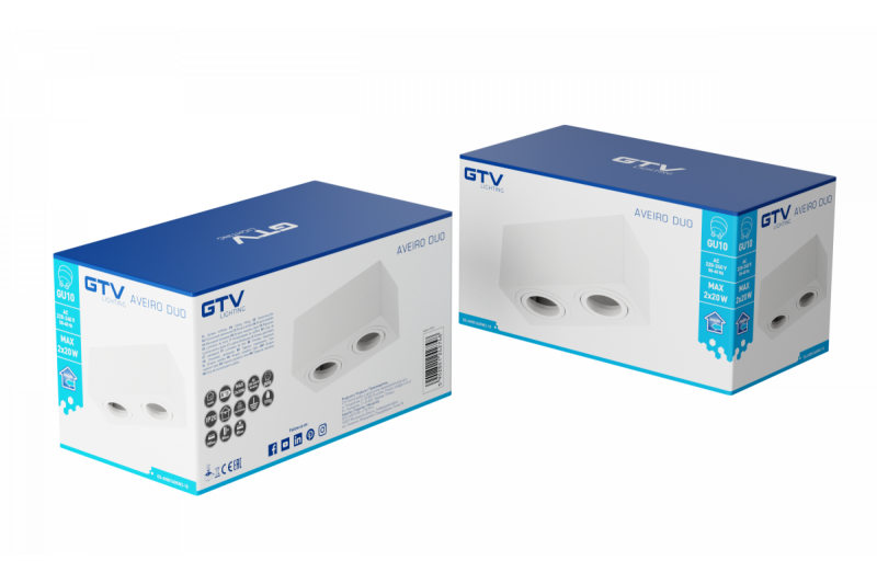 Decor Deckenleuchte AVEIRO DUO Aluminium 160x80x85mm IP20 max 20W*2 quadratisch weiß 1208963825