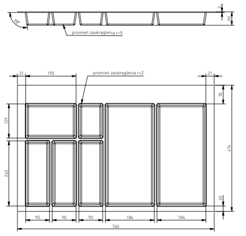 Decor Cutle Besteckkasten Einsatz für Küchenschublade 800 Anthrazit 1208966380