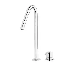 Waterevolution Flow 2-Loch-Waschtischarmatur Hellgold mit hohem V-Auslauf, 120mm T1122VWGE