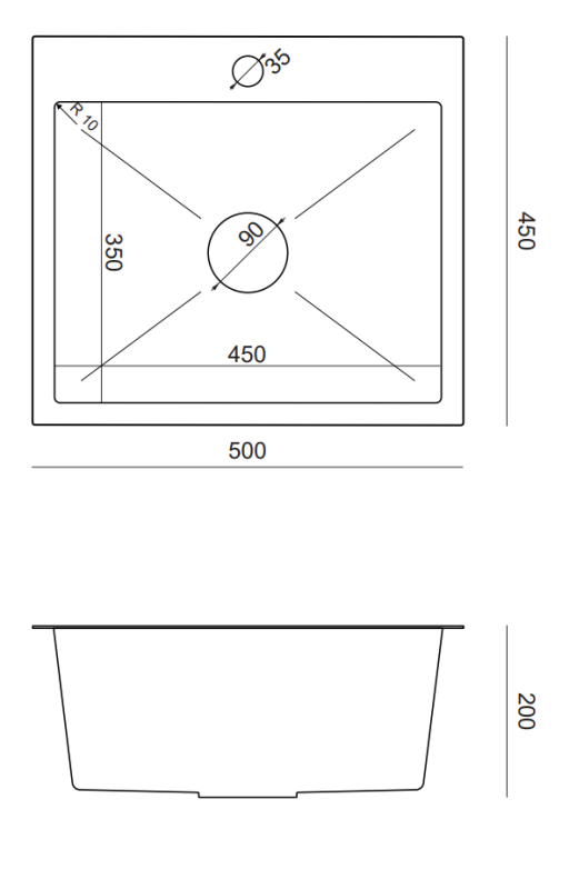 Quadri Dixton 50 Set Edelstahlspüle 500x450 mm mit Hahnloch, aufliegend und Coventry Küchenarmatur aus Edelstahl