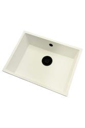 GraniteMy Universal Granit weiße Spüle 55x40 cm weiß Aufsatz, Unterbau und flächenbündig mit schwarzem Stöpsel 1208967154