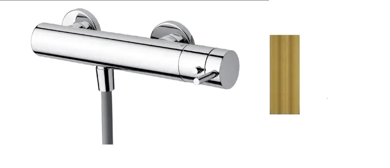 Wasserevolution Flow Duschthermostat mit Duschgarnitur Messing Natur T140TNLE