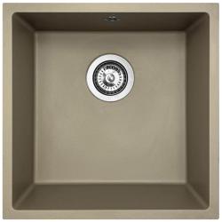 GraniteMy Universal Granit-Spülbecken 40x40 cm, Taupe, Aufliegend, flächenbündig und Unterbau, mit Edelstahlstopfen 1208967211