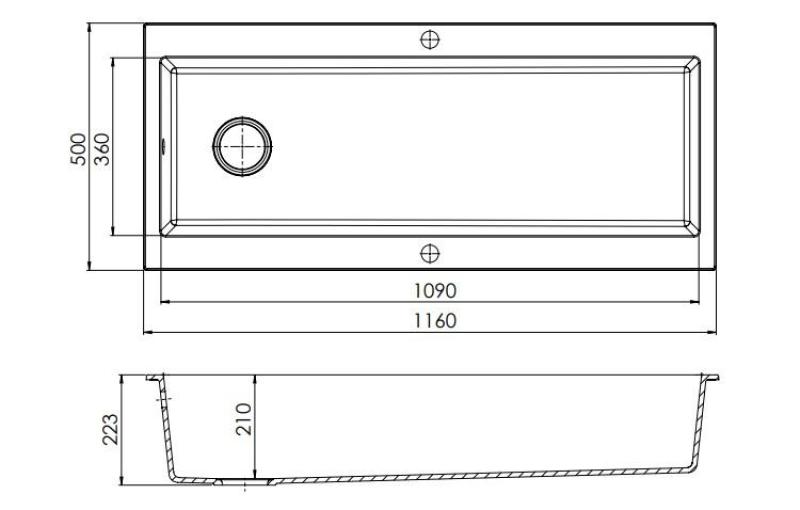 GraniteMy Trog Granit sehr großes schwarzes Spülbecken 116x50 cm schwarz Aufsatz mit Armaturenbank mit goldenem Stöpsel 1208967239