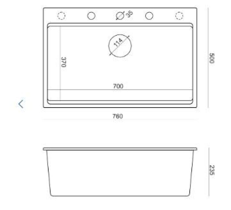 Quadri Hard Rock taupe Granit-Aufbauspüle groß 76x50cm inklusive Edelstahlstopfen und Zubehör 1208967270