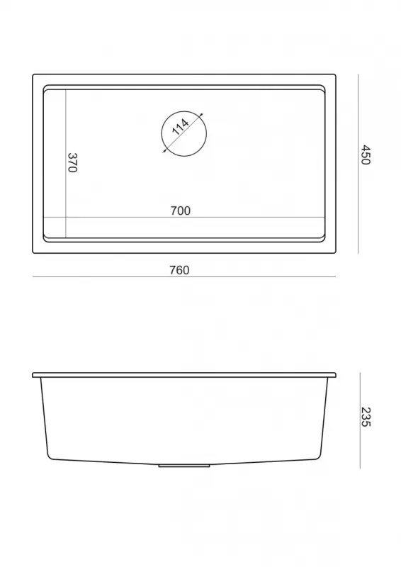 Quadri Newport II großes und tiefes Spülbecken aus Granit, für Aufsatz- und Unterbau, taupe Spülbecken 76x45cm mit Edelstahlstopfen 1208967310