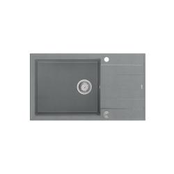 Quadri Luton grauer Granit-Großaufbauspülbecken mit Abtropffläche, umkehrbar 86x50cm mit Edelstahlstopfen 1208967330