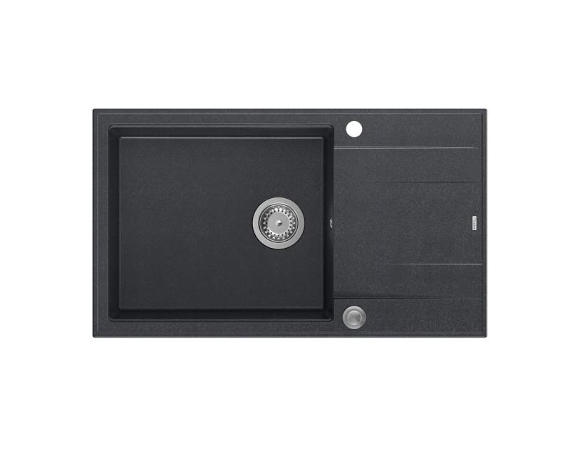 Quadri Luton antrazith Granit große Einbauspüle mit Abtropffläche, umkehrbar, 86x50cm, mit Edelstahlstopfen 1208967333
