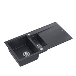 Quadri Luton anthrazit Granit-Aufbauspüle 1,5 Becken mit Abtropffläche, umkehrbar, 100x50 cm, mit Edelstahlstopfen 1208967353