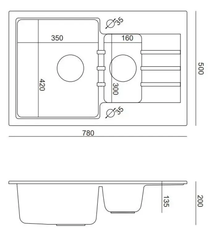 Quadri Strickjacke grau 1,5 Granit Einbauspüle mit Abtropffläche, reversibel 78x50cm 1208967380