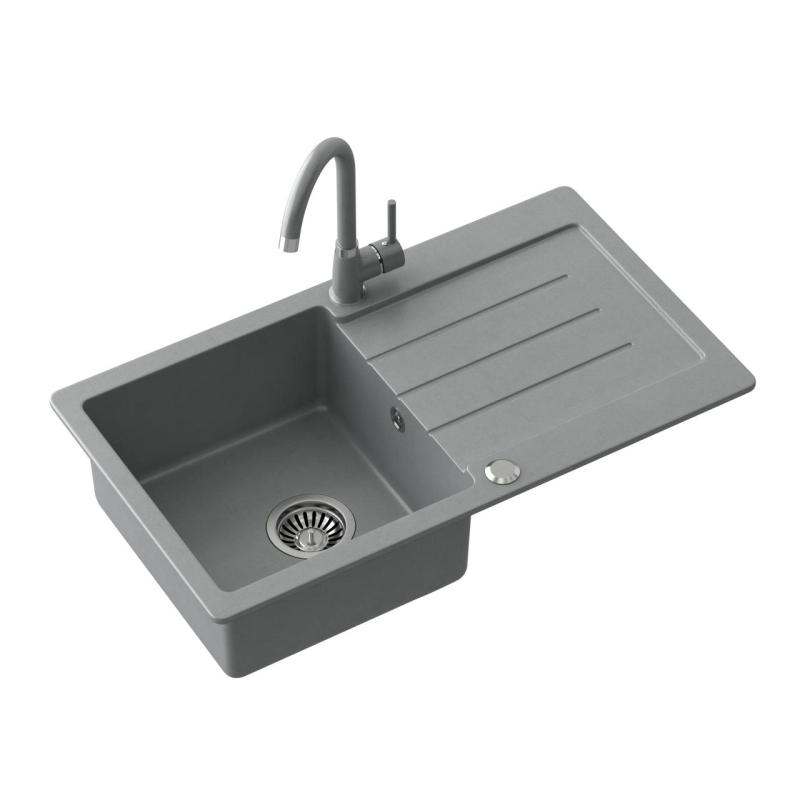 Quadri Kendal grau Einbauspüle mit Abtropffläche 77x44cm umkehrbar 1208967398