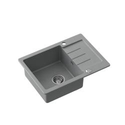 Quadri Kendal grauer Granit Einbauspüle mit Abtropffläche 60x44cm umkehrbar 1208967401