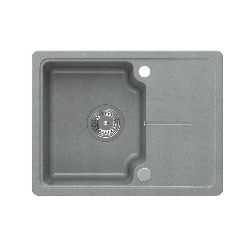 Quadri Kendal graues Granit-Einbau-Spülbecken 58x44cm mit Abtropffläche 1208967404