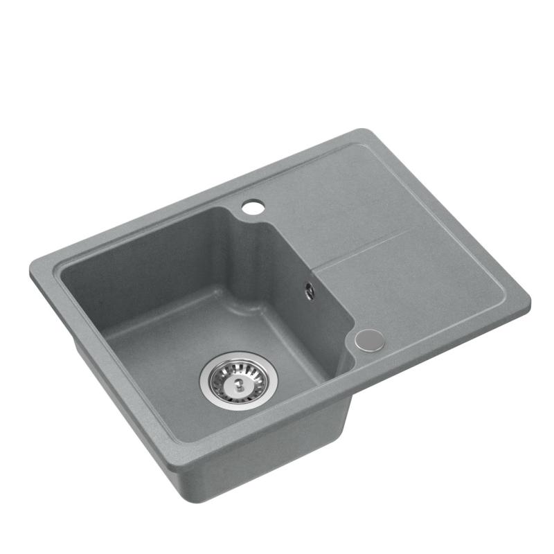 Quadri Kendal graues Granit-Einbau-Spülbecken 58x44cm mit Abtropffläche 1208967404