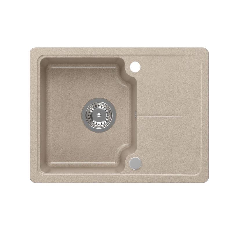 Quadri Kendal beige-sand Granit-Einbauspüle 58x44cm mit Abtropffläche 1208967405