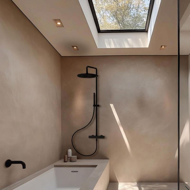 Waterrevolution Flow Duschkombination mit Regendusche matt schwarz 250mm T141N25PR