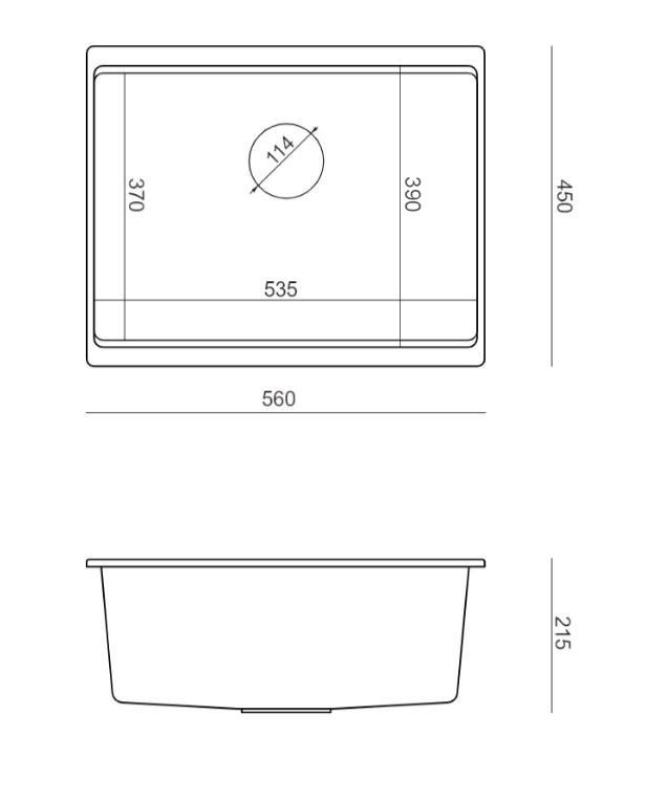 Quadri Newport II taupe granite undermount sink 560x450mm with golden plug and cap 1208967454