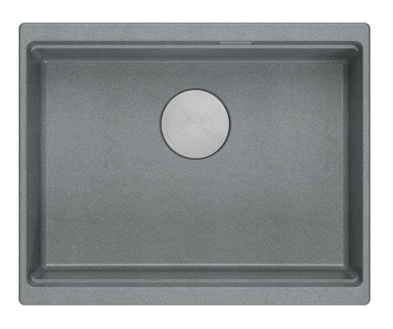 Quadri Newport II Granit Unterbauspüle Grau 560x450mm mit Edelstahlstopfen und Abdeckkappe 1208967456