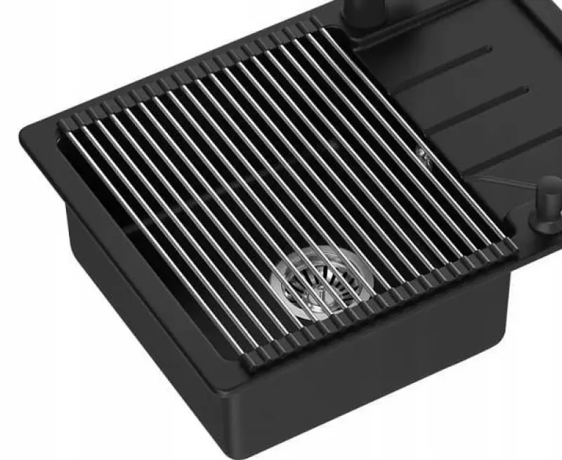 Quadri Rollmatte schwarz 39 x 26 cm für das Spülbecken 1208967513.