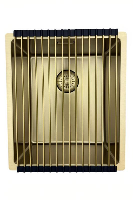 Pure.Sink Prestige Spüle 34x40 cm PVD Gold 10mm Radius Unterbau, Flachbau und Aufbau PPG3440-60