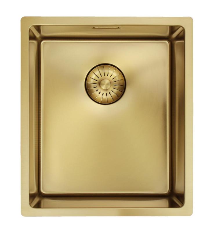 Pure.Sink Prestige Spüle 34x40 cm PVD Gold 10mm Radius Unterbau, Flachbau und Aufbau PPG3440-60